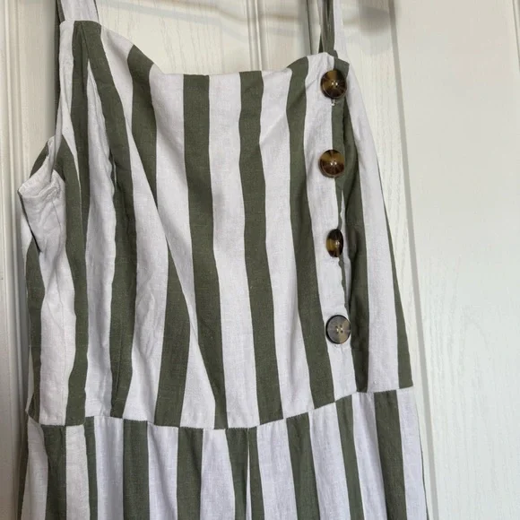 C&C California Olive and White Striped Jumpsuit - Picture 2 of 7